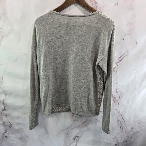 Sundance Sweater Women Medium Gray White Merino Wool Verina Drop Shoulder - Picture 5 of 9